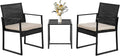 FDW Wicker Patio Furniture 3 Piece Patio Set Chairs Bistro Set Outdoor Rattan Conversation Set for Backyard Porch Poolside Lawn