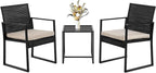 FDW Wicker Patio Furniture 3 Piece Patio Set Chairs Bistro Set Outdoor Rattan Conversation Set for Backyard Porch Poolside Lawn