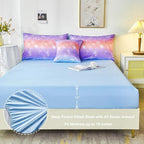 PERFEMET Full Size Mermaid Comforter Sets 6 Pieces Purple Ombre Girls Bedding Sets Tie Dye Rainbow Glitter Bed in A Bag for Kids Teens Girls Women