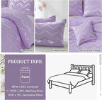 Purple/Silver Comforter Set Twin, Lavender Metallic Print Glitter Bedding Set Cute Shinny Lilac Bed Sets for Teen Girls Kids Women, 3 Piece (1 Pillowcase, 1 Decorative Pillow Sham)