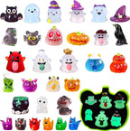Mini Halloween Figurines 30 PCS, Luminous Halloween Miniatures Bulk for Decor, Mini Resin Animals Variety Pack to Hide, Pumpkin Ghost Owl for Party Favors Bag Fillers Garden Decor, Gifts