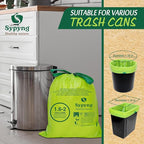 Compostable Kitchen Trash Bags 1,6-2 Gallon (100-Pack) - Heavy-Duty 1.1 Mil, 100% Biodegradable, ASTM D6400, BPI & OK Compost HOME Certified, Eco-Friendly, Leakproof & Odor Control