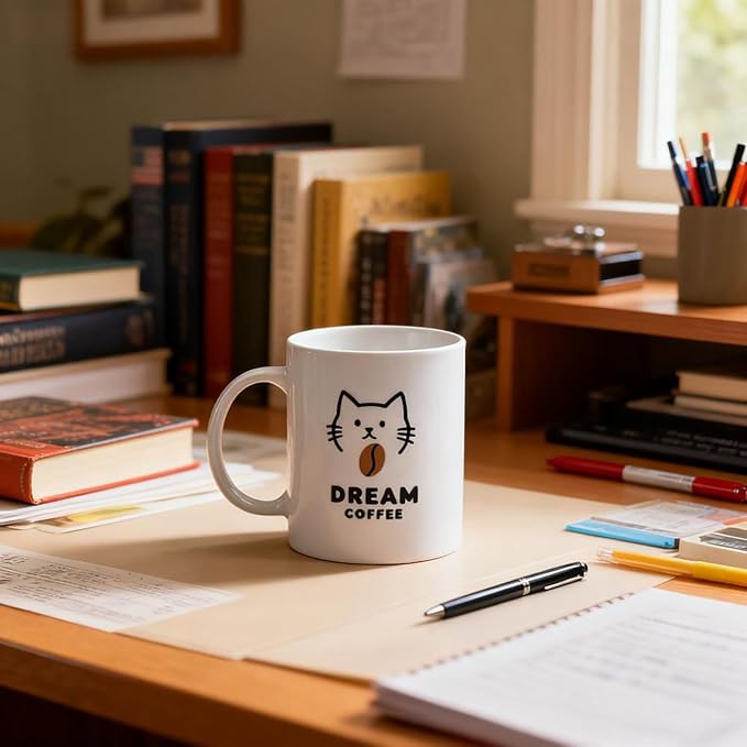Coffee Mug Set of 2 Cute Cat and Dog Ceramic Coffee Mugs “Dream Coffee”Cute Animal Mugs Tea Cups - Gift For Pet Lovers, Pet Owners, Birthday or Holiday Gift
