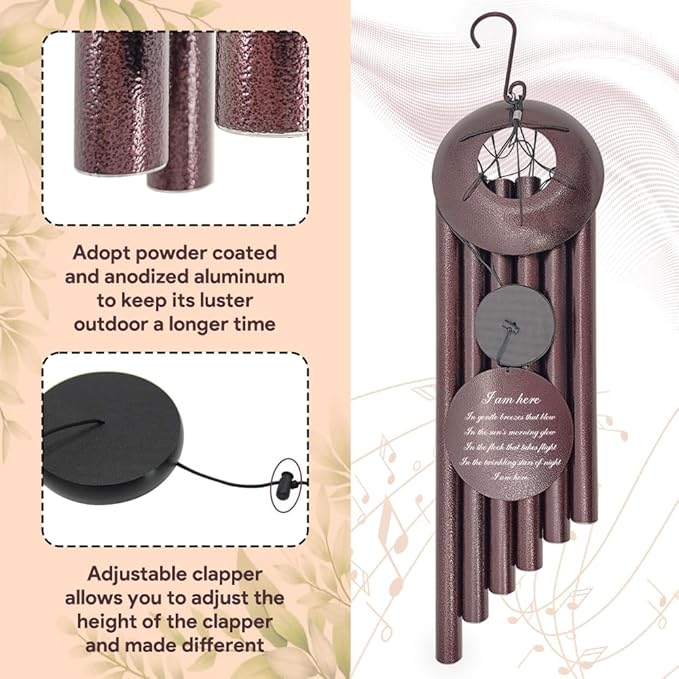 Personalized Wind Chimes, Sympathy Wind Chime Life Tree, Memorial Gifts Wind Chimes, in Loving Memory for Loss of Loved Dad/Mom, Commemorative Bereavement Condolences Gifts for Funeral