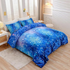 Holawakaka Tie Dye Constellation Print Ombre Comforter Set Full Size Girls Boys Gradient Galaxy Bedding Set (Cyan,Full)