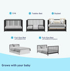 Graco Teddi 5-in-1 Convertible Crib with Drawer (Black) – GREENGUARD Gold Certified, Crib with Drawer Combo, Full-Size Nursery Storage Drawer, Converts to Toddler Bed, Daybed and Full-Size Bed