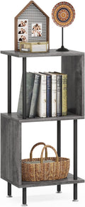 3 Tier Modern Bookshelf, S-Shaped Bookcase,Small Book Shelf for Small Spaces, Unique Bookshelf for Storage Organizer Living Room Bedroom Home Office, Grey