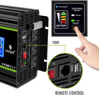 NOVOPAL 3000 Watt Pure Sine Wave Power Inverter 24V to 110V 120V Rv Inverters with 3 AC Outlets,High Power AC Terminal-16 ft Remote Control, LCD Display for Truck, Hurricane, Home