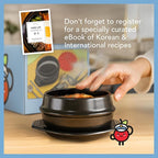 Korean Stone Pot Set (7-piece, 38.7oz with Hot Pot Grip), Ttukbaegi, Dolsot, Korean Soup Bowl, Ceramic Pots for Cooking, Soup Pot, Earthenware Claypot, Bibimbap, Ramen
