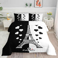 Datura home Kids Comforter Set Eiffel Tower Printed Pattern Bedding Set with 1 Comforter and 2 Pillowcases for Girls Boys Bedroom All Season(Tower1 Twin)