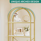 YITAHOME Gold Bookshelf and Bookcase, 71.3” Tall Modern Open Arched Book Shelf, 4-Tier Freestanding Storage Display Rack Shelves for Bedroom,Living Room,Office,Kitchen, White&Gold