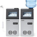 ROVSUN Commercial Ice Maker 150lbs/24h Automatic Built-in Stainless Steel Under Counter/Freestanding Ice Machine for Restaurant Bar with 24lbs Storage, Connection Hoses & Ice Scoop