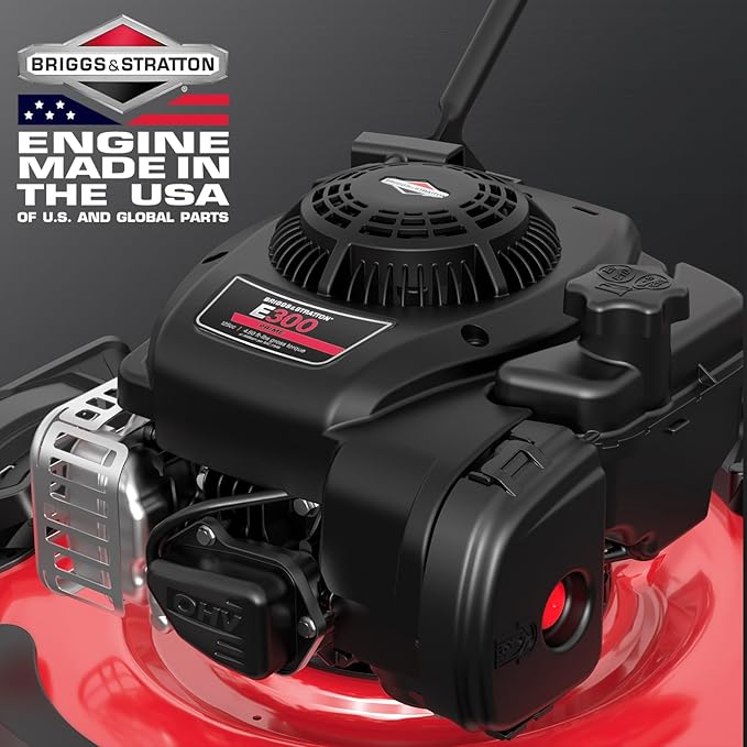 PowerSmart 21-Inch Gas Push Lawn Mower with 125cc Briggs and Stratton Engine, 2-in-1 Mulching Lawn Mower with Side-Discharge, 6-Positions Adjustable Cutting Height (B8721C)