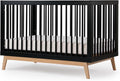 dadada Baby Soho 3-in-1 Convertible Crib to Toddler Bed – Wooden Crib Made in Italy, GREENGUARD Gold Certified Small Baby Crib – Baby-Safe Finish, Modern Design (Black/Natural)