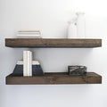 Modern Floating Shelves 3 Inches Thick for Wall, Wide Shelves for Kitchen, Living Room, Bedroom, and Bathroom, Natural Pine Wood, Rustic Wooden Shelf, (Set of 2) (Jacobean, 60Lx3Hx8D)