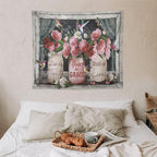 yowecso Farmhouse Rose Tapestry Peony Flower Tapestry Wall Hanging for Bedroom Floral Tapestries Aesthetic Wall Decor for Home Dorm Living Room 50"x60"