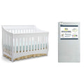 Delta Children Bentley S Series 4-in-1 Crib, White + Serta Perfect Slumber Dual Sided Recycled Fiber Core Crib and Toddler Mattress (Bundle)