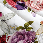 Butterfly Comforter Set for Girls Kids Adults Watercolor Butterfly Rose Bedding Set Aesthetics Butterflies Quilt Duvet Set Full Size with 1 Comforter and 2 Pillowcases