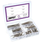 Swpeet 100Pcs Crib Hardware Screws, Nicked Plated M6 × 40/50/60/70/80mm Hex Socket Head Cap Crib Baby Bed Bolt and Barrel Nuts with 1 x Allen Wrench Perfect for Furniture, Cots, Crib Screws