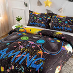Gamer Comforter Sets for Teen Boys,Gaming Bedding Sets Twin,Video Game Bedspread,Game Gamepad Bed Set,Controller Bedding Gamer Home Decor 3 Piece 1 Comforter and 2 Pillowcases