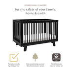 Babyletto Hudson 3-in-1 Convertible Crib with Toddler Bed Conversion Kit in Black, Greenguard Gold Certified