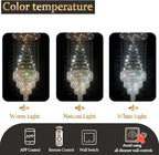 D32''X H100'' Modern Crystal Raindrop Gold Chandelier Lighting for Entrance, Stairs, Doorway, Crystal Ornament Chandelier Can be Used on Sloping Ceiling