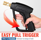 YAMATIC Short Pressure Washer Gun with Swivel Brass 3/8" Quick Connector, Power Washer Handle with Easy Pull Trigger Replacement for Ryobi, Simpson, Craftsman, DeWalt, 4000 PSI