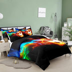 Bodhi Boys Comforter Set Full,Soccer Comforter Set Full Size,Fire Sports Comforter Set for Boys,Teen Football Bedding Set with Matching Pillowcases,Kids Bedding Set Full