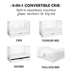 Carter's by DaVinci Colby 4-in-1 Convertible Crib with Trundle Drawer in White, Greenguard Gold Certified, Undercrib Storage