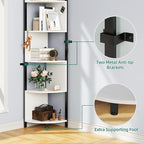 YITAHOME 6-Tier Corner Shelf, 68.8" Tall Modern Free Standing Zigzag Corner Bookshelf, 6 Shelf Display Corner Bookcase Open Small Book Shelves for Living Room, Home Office, Small Space, White