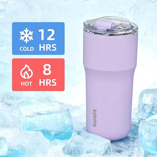 BJPKPK 24 oz Coffee Tumbler, Insulated Stainless Steel Travel Cup | Double Wall Vacuum, Leak Proof Lid, Keeps Hot/Cold/Iced, BPA Free, Dishwasher Safe, Cupholder, Haze Blue