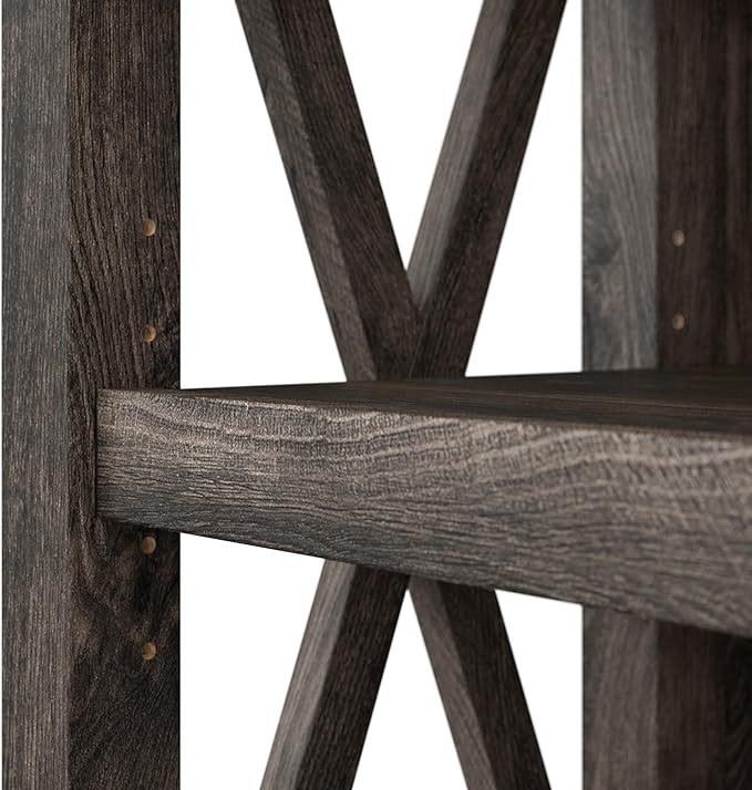 Bush Furniture Key West Tall 5 Shelf Bookcase in Dark Gray Hickory