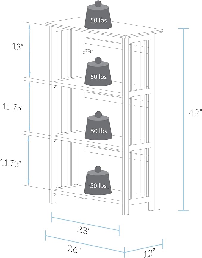 Casual Home "Soho Manhattan 4-Shelf Folding Bookcase 26"" Wide - Natural (333-40)