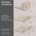 Pryde Pets Wall Mounted Cat Shelves with Facade Covers (Set of 4) 100% Sustainable PET Felt Feline Enrichment Climbing Walkways Furniture with Privacy & Safety, Modern Design for Cats (Oatmeal)