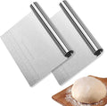CoguZed 2 Pack Stainless Steel Pastry and Dough Cutter/Scraper/Knife Set, Ideal for Baking, Bread, Cake, Pizza, Multi purpose Bench Scraper with Measuring Scale
