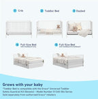 Graco Teddi 5-in-1 Convertible Crib (White) – GREENGUARD Gold Certified, Converts to Daybed, Toddler & Twin Bed with Headboard and Footboard, Adjustable Mattress Height