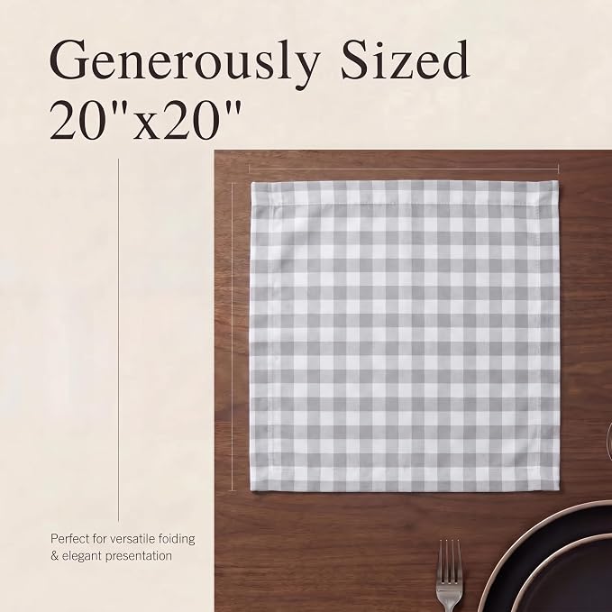 Urban Villa Cloth Napkins Cotton 20x20 (Set of 12) Grey