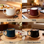 Coffee Mugs Gift Set of 4, Large 19 oz Stackable Ceramic Coffee Mug, Coffee Cups with Large Handle for Latte, Cappuccino, Milk, Tea, Dishwasher & Microwave Safe, Ideal Gift for Men, Women - Red