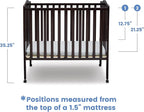 Delta Children Folding Portable Mini Baby Crib with 1.5-inch Mattress, Dark Chocolate