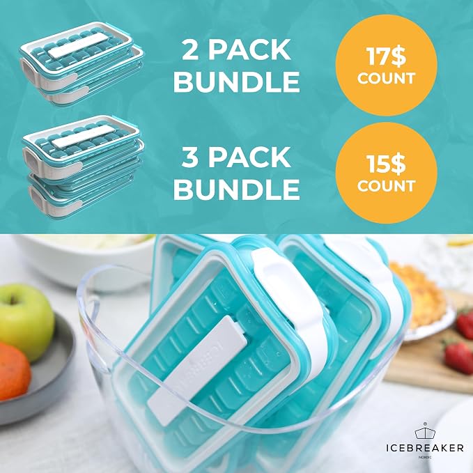 ICEBREAKER POP 2.0 2024: Make And Serve Ice Without Ever Touching The Ice | The Sanitary Silicone Ice Cube Tray for Freezer | Patented Ice Trays for Freezer | This Ice Cube Maker Makes 18 Cubes