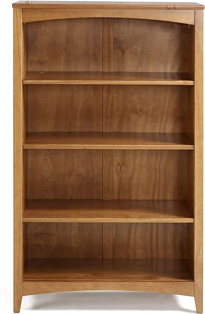 Shaker Style 4 Shelf Bookcase / Solid Wood / 48" High / Adjustable Shelving / Closed Back / Display Bookshelf for Living Room, Bedroom, Home and Office, Cherry