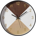 Decorative Modern Round Wood- Looking Plastic Wall Clock for Living Room, Kitchen, or Dining Room, Brown and Beige
