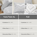Codi Grey Queen Comforter Set, Silver Print Bedding Sets for Queen Size Bed - 4 Piece includes 1 Queen/Full Comforter with 1 Decorative Pillow and 2 Pillow Cases - All Season Warm
