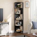 YITAHOME 6-Tier Corner Shelf, 68.8" Tall Modern Free Standing Zigzag Corner Bookshelf, 6 Shelf Display Corner Bookcase Open Small Book Shelves for Living Room, Home Office, Small Space, Black