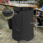 Pop up Camping Trash can with lid,Collapsible 24 Gallons Trash can with Sorting Clips,Garden Garbage Bag with Lid,Lawn and Leaf Bags - Reusable Yard Waste Bags (Black)