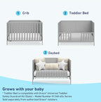 Graco Theo 3-in-1 Convertible Crib (Pebble Gray) - GREENGUARD Gold Certified, Converts to Toddler Bed & Daybed, Fits Standard Full-Size Crib Mattress, 4 Adjustable Mattress Heights