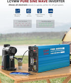 3000 Watt Inverter Pure Sine Wave DC 12V to 110V AC Power Inverters with 3 AC Charger Outlets, Car Inverter Solar Power Inverters for Vehicles Home with LCD Display and 2.4A USB Charging Ports