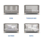 Delta Children Essex 4-in-1 Convertible Baby Crib, Grey with Natural Legs + Delta Children Twinkle Galaxy Dual Sided Recycled Fiber Core Crib and Toddler Mattress (Bundle)