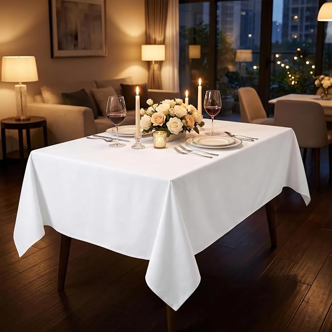 Urban Villa Tablecloth Cotton Tabletop 60x84 (6-8 Seats) White