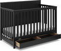 Graco Hadley 5-in-1 Convertible Crib with Drawer (Black) – Combo, Includes Full-Size Nursery Storage, Converts from Baby Crib to Toddler Bed, Daybed